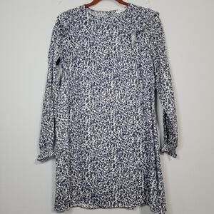 Mango Irene floral long sleeve shift dress girl's sz 13-14 blue cottagecore, New